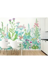 Origin Murals Botanical Fleur Wall Mural in Pink - Size: W350 cm x H280 cm - thumbnail 1
