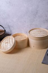 KitchenCraft Oriental Large Two Tier Bamboo Steamer in Brown - thumbnail 6