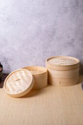 KitchenCraft Oriental Large Two Tier Bamboo Steamer in Brown - thumbnail 5