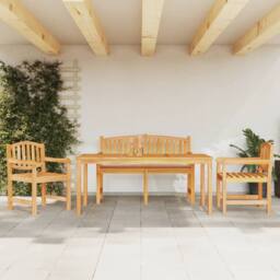 Berkfield Home 4 Piece Garden Dining Set Solid Wood Teak in Brown