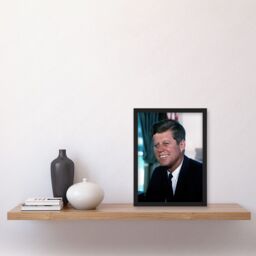 Artery8 US President John F Kennedy Portrait Photo Artwork Framed Wall Art Print A4 in Black - thumbnail 2