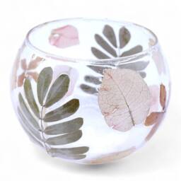 Serenityy Primavera Natural Floral Glass Bowl Candle Holder, 8x10cm - Size: 8x10 cm - thumbnail 6