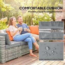 OUTSUNNY 10 Piece Rattan Garden Furniture Set, Outdoor Patio Furniture in Dark Grey - thumbnail 5