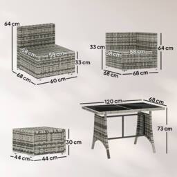 OUTSUNNY 10 Piece Rattan Garden Furniture Set, Outdoor Patio Furniture in Dark Grey - thumbnail 3