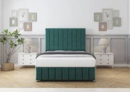 "Sloomy California Plush Divan Base No Drawers-26"" Headboard-12"" Footboard in Emerald - Size: Super King" - thumbnail 2