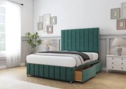 "Sloomy California Plush Divan Base No Drawers-26"" Headboard-12"" Footboard in Emerald - Size: Super King" - thumbnail 4