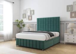 "Sloomy California Plush Divan Base No Drawers-26"" Headboard-12"" Footboard in Emerald - Size: Super King" - thumbnail 3