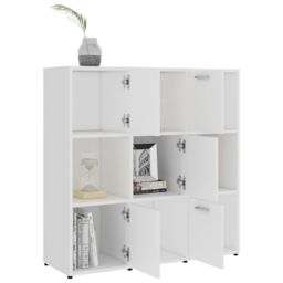 Berkfield Home Book Cabinet White 90x30x90 cm Engineered Wood - Size: 90 x 30 x 90 cm - thumbnail 4