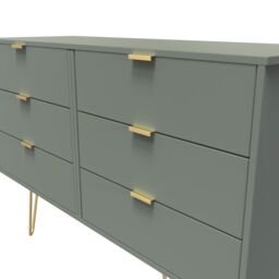 Ready Assembled 2 U Fuji 6 Drawer Wide Chest (Ready Assembled) in Pale Green - thumbnail 4