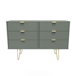 Ready Assembled 2 U Fuji 6 Drawer Wide Chest (Ready Assembled) in Pale Green - thumbnail 1