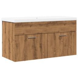 Berkfield Home Bathroom Sink Cabinet with Built-in Basin Artisan Oak in Brown - thumbnail 2