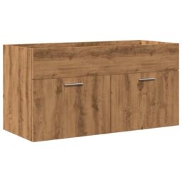 Berkfield Home Bathroom Sink Cabinet with Built-in Basin Artisan Oak in Brown - thumbnail 6