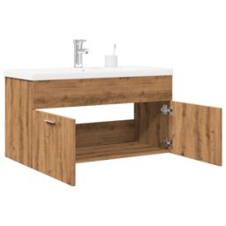 Berkfield Home Bathroom Sink Cabinet with Built-in Basin Artisan Oak in Brown