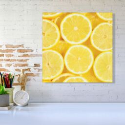 "Warren Reed - Designer Vibrant Lemons Canvas in Yellow - Size: W16"" x H16""" - thumbnail 2
