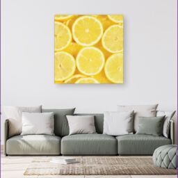 "Warren Reed - Designer Vibrant Lemons Canvas in Yellow - Size: W16"" x H16""" - thumbnail 4