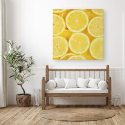 "Warren Reed - Designer Vibrant Lemons Canvas in Yellow - Size: W16"" x H16""" - thumbnail 3