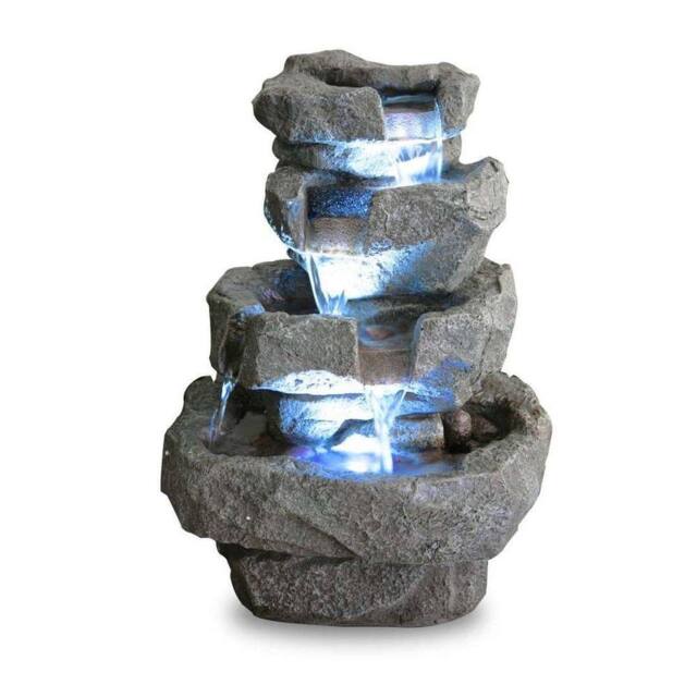 Primrose Tabletop Rock Water Feature Cascade Indoor Fountain LED Lights 36cm in Stone - image 1