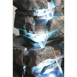 Primrose Tabletop Rock Water Feature Cascade Indoor Fountain LED Lights 36cm in Stone - thumbnail 4