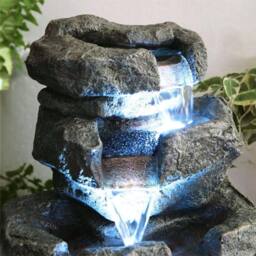 Primrose Tabletop Rock Water Feature Cascade Indoor Fountain LED Lights 36cm in Stone - thumbnail 3