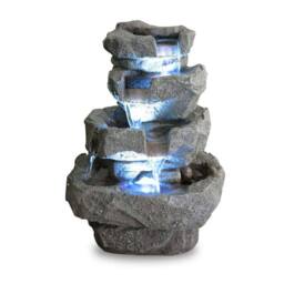 Primrose Tabletop Rock Water Feature Cascade Indoor Fountain LED Lights 36cm in Stone