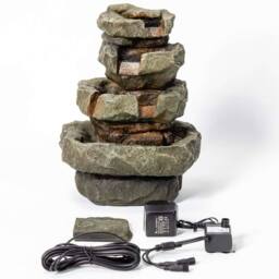 Primrose Tabletop Rock Water Feature Cascade Indoor Fountain LED Lights 36cm in Stone - thumbnail 5
