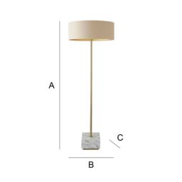 ValueLights Brit Marble Floor Lamp with Natural Linen Drum Lamp Shade - thumbnail 7