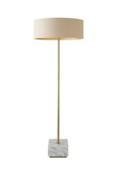 ValueLights Brit Marble Floor Lamp with Natural Linen Drum Lamp Shade - thumbnail 6
