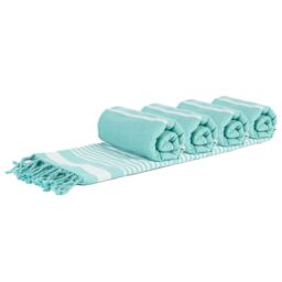Nicola Spring 100% Cotton Bath Towel Turkish Style Hamman Blanket Bath Sheet - 160 x 90cm (x4) in Light Blue - thumbnail 1
