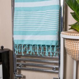 Nicola Spring 100% Cotton Bath Towel Turkish Style Hamman Blanket Bath Sheet - 160 x 90cm (x4) in Light Blue - thumbnail 6