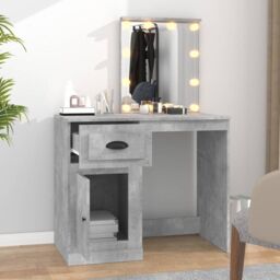 Berkfield Home Dressing Table with LED Concrete Grey 90x50x132.5 cm Engineered Wood - thumbnail 3