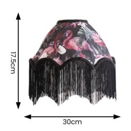 ValueLights Rosette Scallop Flamingo Fabric Classic Lamp Shade with Black Tassels - thumbnail 7