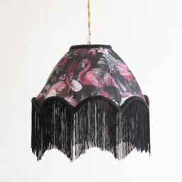 ValueLights Rosette Scallop Flamingo Fabric Classic Lamp Shade with Black Tassels