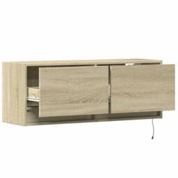 Berkfield Home TV Wall Cabinet with LED Lights Sonoma Oak 100x31x35 cm in Light Brown - Size: 100 x 31 x 35 cm - thumbnail 9