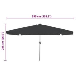 Berkfield Home Garden Parasol with LED Lights √∏395x245 cm Anthracite in Dark Grey - Size: 395x245 cm - thumbnail 8