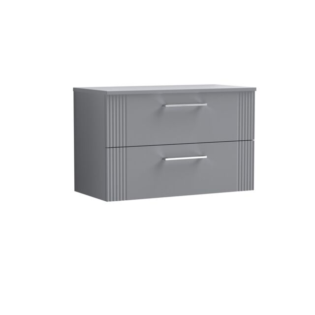 Balterley 2 Drawer Wall Hung Vanity Unit Colour Match Laminate Worktop, Grey 800mm - image 1