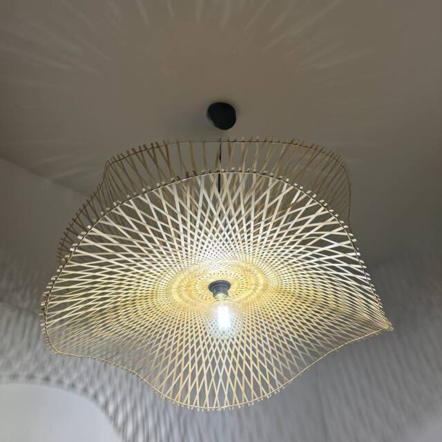CGC Lighting 'Tulul' Duo Extra Large 80cm Natural Bamboo Wave Easy Fit Lampshade - image 1