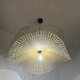 CGC Lighting 'Tulul' Duo Extra Large 80cm Natural Bamboo Wave Easy Fit Lampshade - thumbnail 1