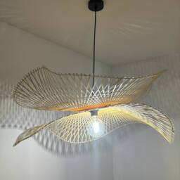CGC Lighting 'Tulul' Duo Extra Large 80cm Natural Bamboo Wave Easy Fit Lampshade - thumbnail 3