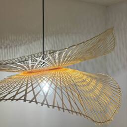 CGC Lighting 'Tulul' Duo Extra Large 80cm Natural Bamboo Wave Easy Fit Lampshade - thumbnail 4