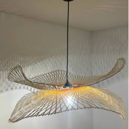 CGC Lighting 'Tulul' Duo Extra Large 80cm Natural Bamboo Wave Easy Fit Lampshade - thumbnail 2