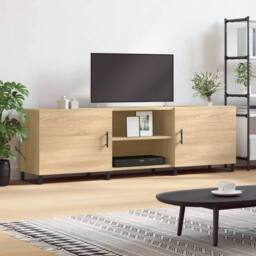 Berkfield Home TV Cabinet Sonoma Oak 150x30x50 cm Engineered Wood in Light Tan - Size: 150 x 30 x 50 cm - thumbnail 2