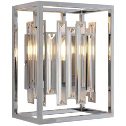 Loops Glass Wall Light Clear Crystal & Chrome Plate 40W E14 Dimmable Living Room - thumbnail 1