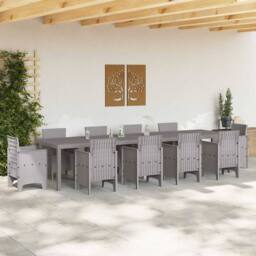 Berkfield Home Garden Table Light Grey 350x100x73 cm Poly Rattan - Size: 350 x 100 x 73 cm - thumbnail 3