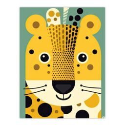 Artery8 Wall Art Print Cute Baby Cheetah Colourful Graphic Artwork Orange Teal Zoo Animal Geometric Shapes Kids Bedroom Painting Poster - thumbnail 1