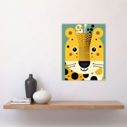 Artery8 Wall Art Print Cute Baby Cheetah Colourful Graphic Artwork Orange Teal Zoo Animal Geometric Shapes Kids Bedroom Painting Poster - thumbnail 4