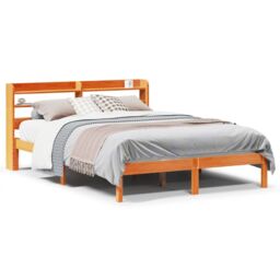 Berkfield Home Bed Frame with Headboard without Mattress Wax Brown 135x190 cm Double - thumbnail 2