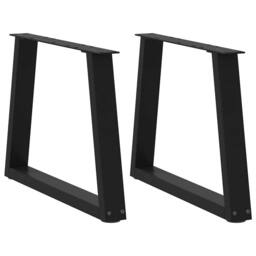 Berkfield Home Modern Dining Table Legs V-Shape 2 pcs Black 70x(42-43.3) cm Steel - thumbnail 2