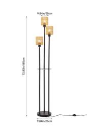 Living and Home Rattan & Wood Floor Lamp with Metal Frame in Natural - thumbnail 3