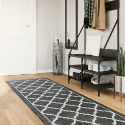 Berkfield Home Rug Washable Black & White 80x300 cm Anti Slip - Size: 100 cm diameter - thumbnail 1