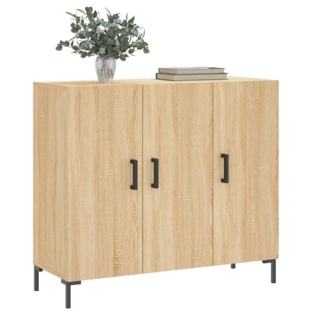 Berkfield Home Sideboard Sonoma Oak 90x34x80 cm Engineered Wood in Light Oak - Size: 90 x 34 x 80 cm - image 1